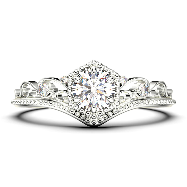 Sterling Silver 1 carat Round Cut CZ Antique Style Engagement Ring size 5-9  – Sterling Silver Fashion